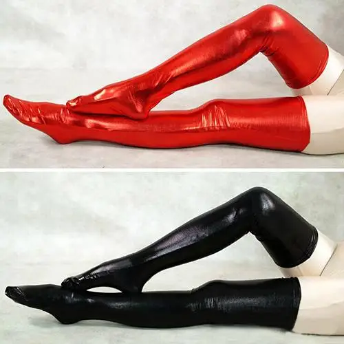 Лидер продаж! Женские черные чулки из спандекса высокие латексные до бедра