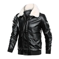 hot sell springautumnwinter faux leather jacket mens fashion pu coat youth zipper detachable plush collar lapel windbreaker