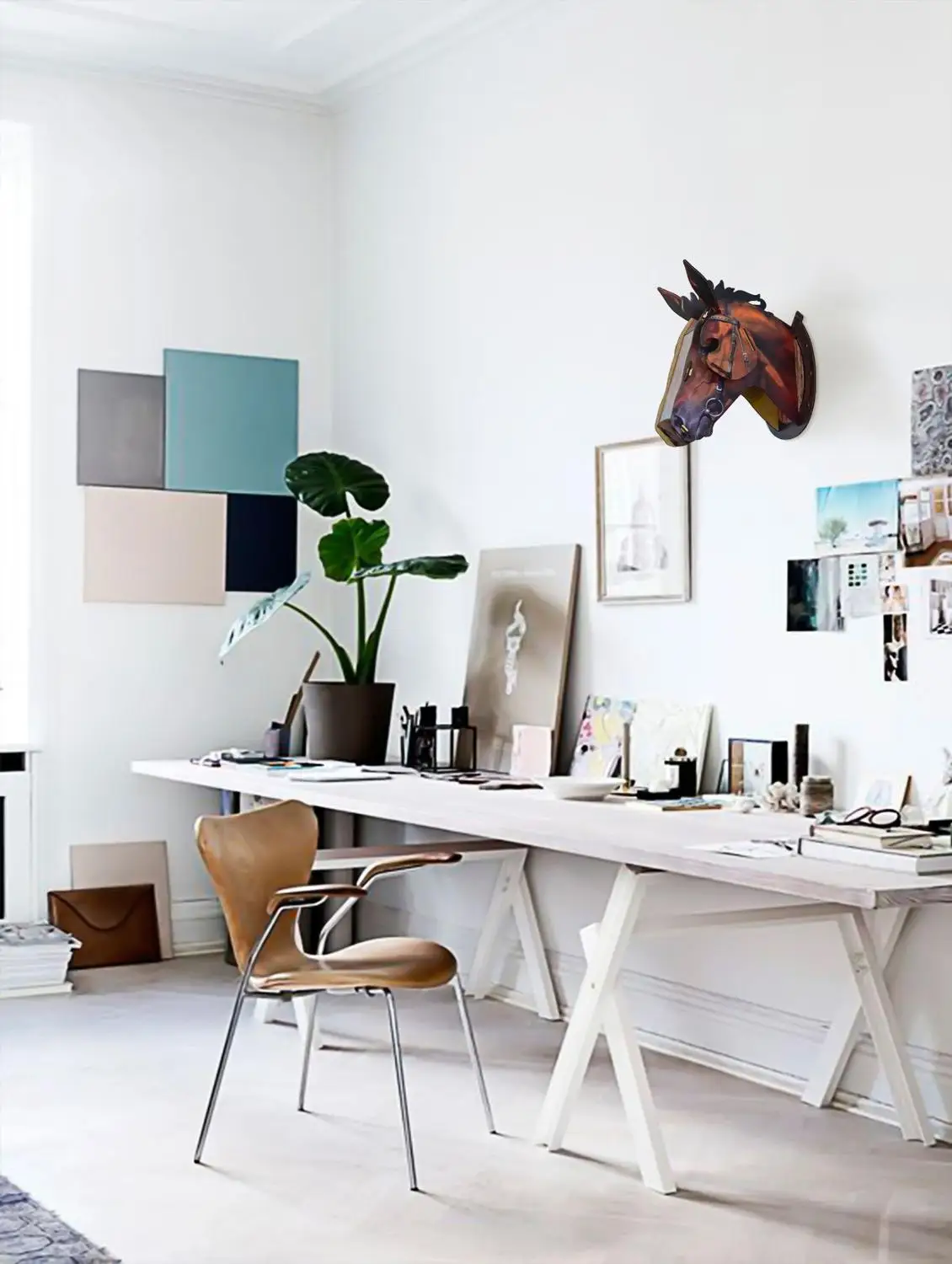 Деревянное настенное украшение 3D олень лось единорог голова лошади деревянная MDF