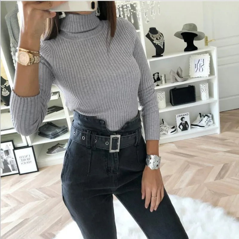 Водолазка с длинным рукавом боди бодикон короткий комбинезон осень зима