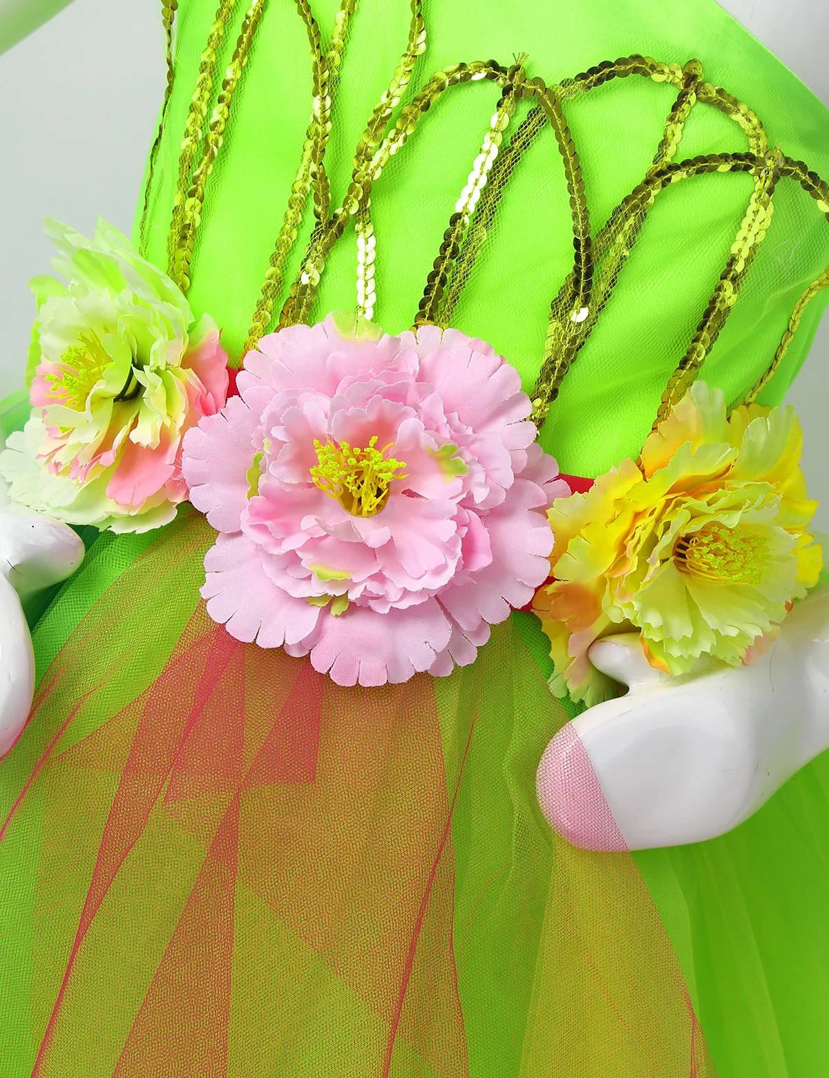 Girls Ballet Dress For Children Dance Kids Sequins 3D Flower Mesh Tutu Modern Salsa Ballroom Costume | Детская одежда и обувь