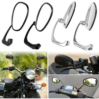 motorcycle black l bar retro oval rearview side mirror e9 mark for gn cg cafe racer custom
