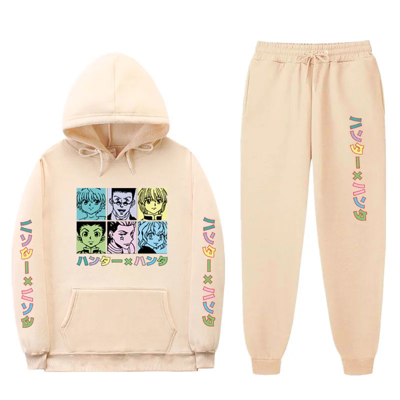 

Hunter x Hunter japan Anime Hoodie Sets Autumn Winter Fashion Men Women Sweatshirt Print Streetwear Comfortable Simple Tracksuit