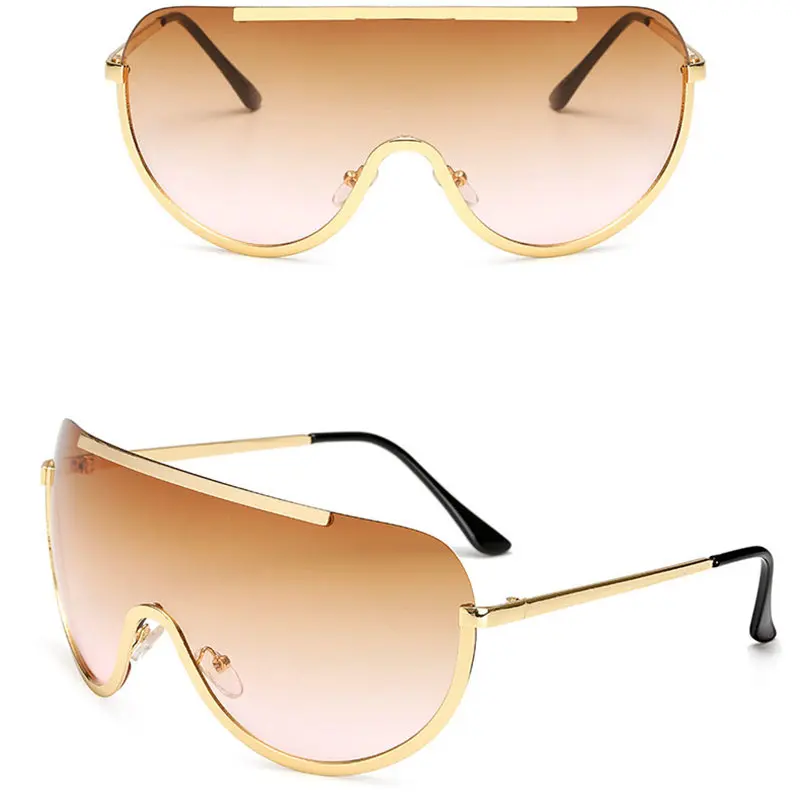 RBRARE Siamese Alloy Sunglasses Women Classic Round Sun Glasses Metal Candy Colors Outdoor Oculos De Sol Feminino UV400 - Цвет линз: Tea Pink