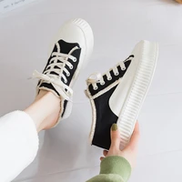summer 2021 new thick soled raised half canvas shoes for women 7 0cm internal increasing heel white black sneakers girls 34 39