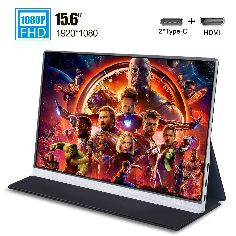 15 6 портативный монитор 1080 IPS экран USB Тип C HDMI дисплей для ПК ноутбука Ps4