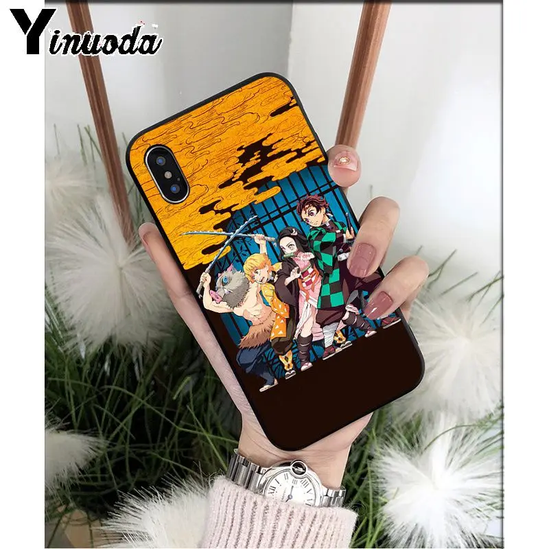 Yinuoda аниме Demon Slayer Kimetsu no Yaiba TPU мягкий черный чехол для телефона Apple iPhone 8 7 6 6S Plus X XS MAX 5 5S SE XR
