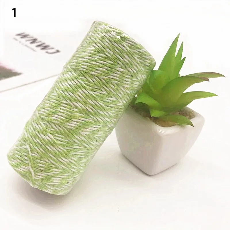 1 Light green 100 м двухцветная хлопковая веревка декоративная тканая хлопковая веревка 2 мм двухцветная хлопковая веревка 14 цветов веревка для рукоделия - Цвет: 1 Light green