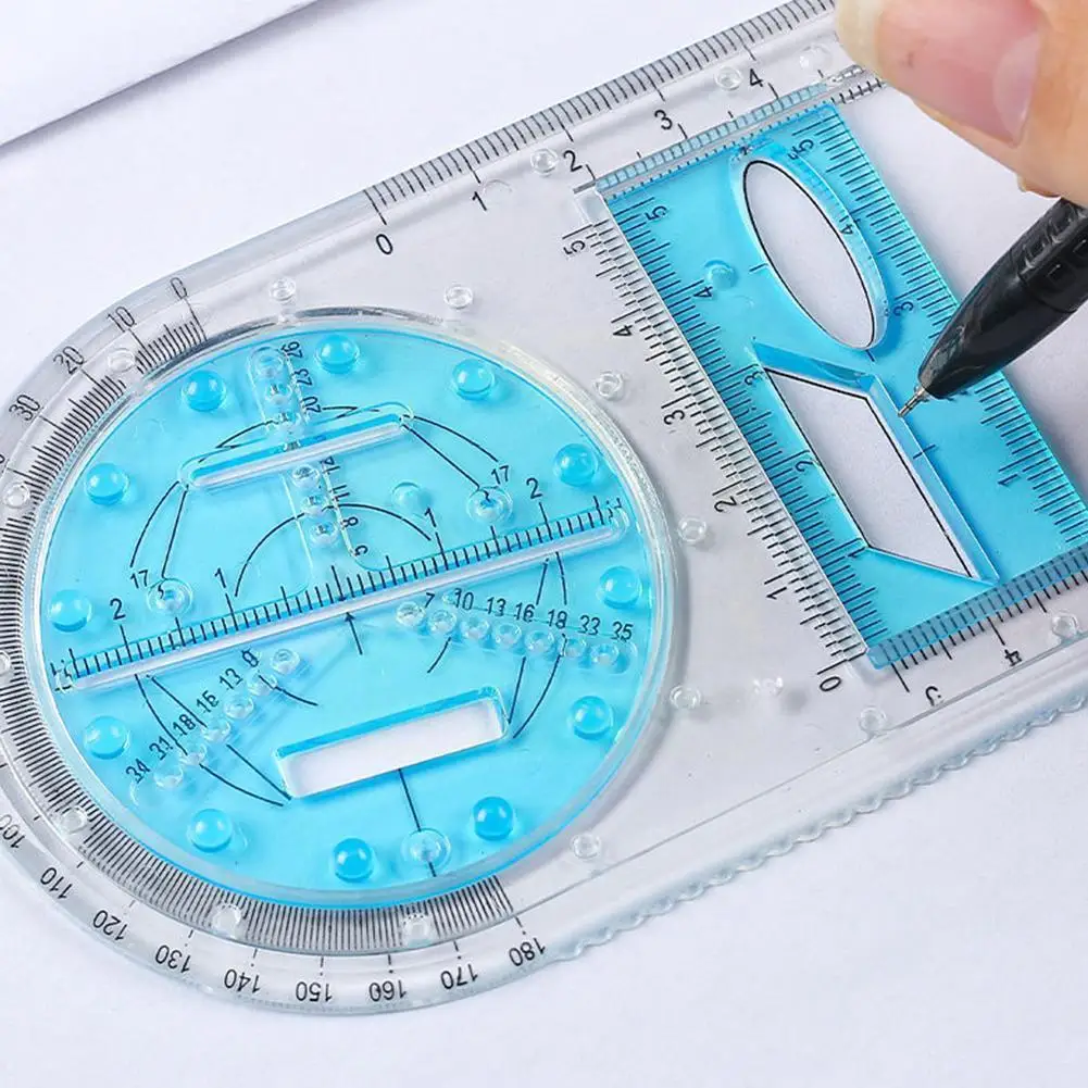 

For School Multifunctional Primary School Activity Geometric Drawing Ruler Ruler Compass Set Protractor Tool Measu T7c2