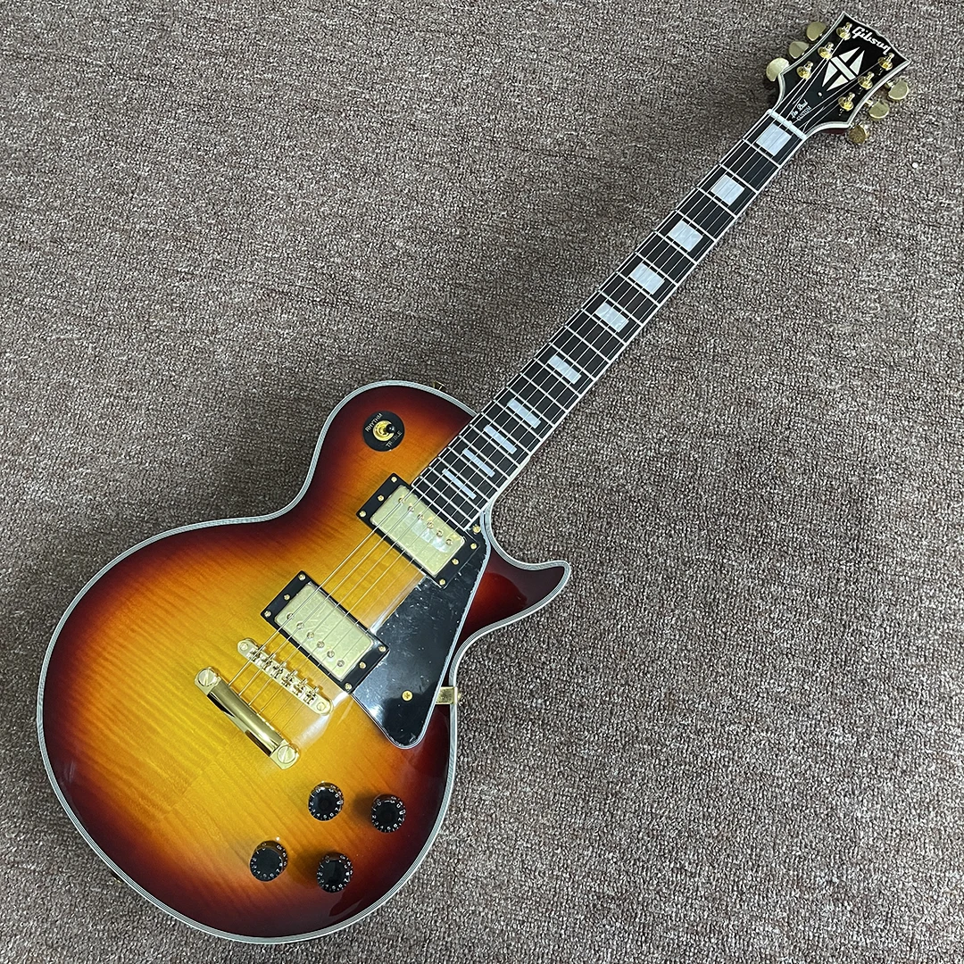 Пользовательская электрическая гитара Sunburst Цвет Тигр Пламя клен Топ медовый