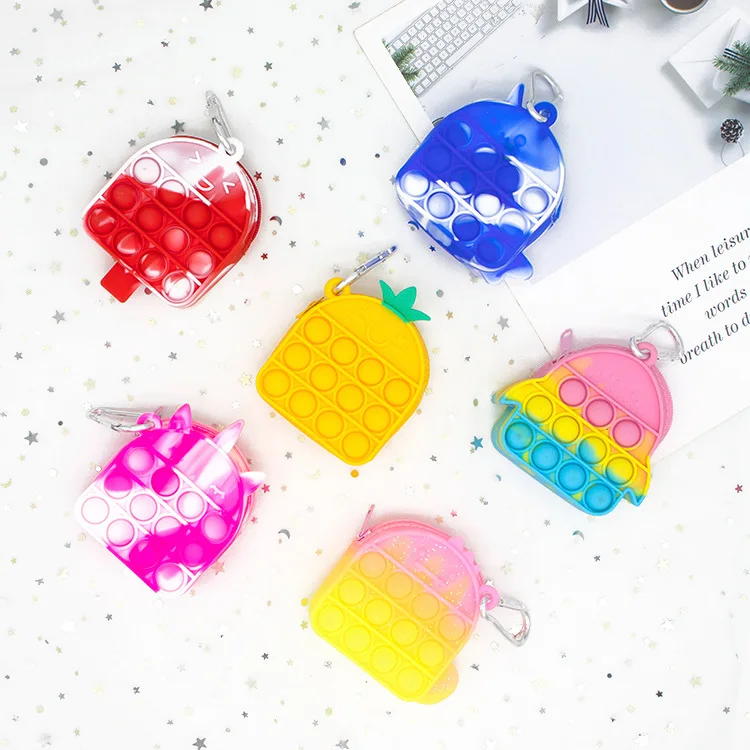 

Mini Fidget Toy Simple Dimple Sensory Popet Silicone Push Bubble Stationery Storage Bag Kids Decompression Toys Coin Purse