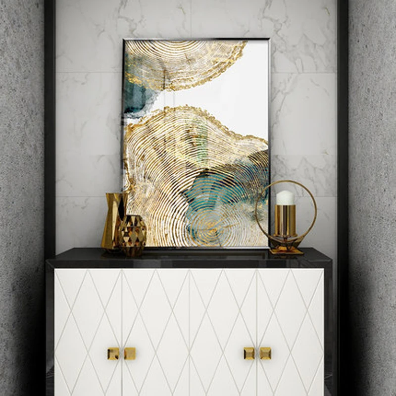 Абстрактная живопись современное настенное искусство Изображение золотых