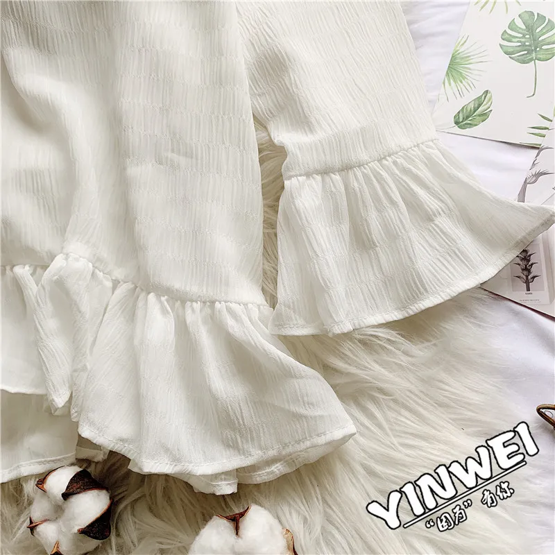2019 new fashion women's Chiffon shirt white women blouses clothes Peter pan Collar |