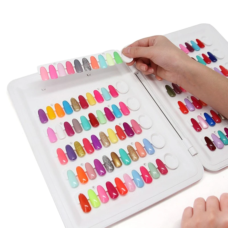 

120 Colors Nail Display Book Gel Polish Displays Chart with 144 Tips Practice Design Card Nails Art Professional Salon Set
