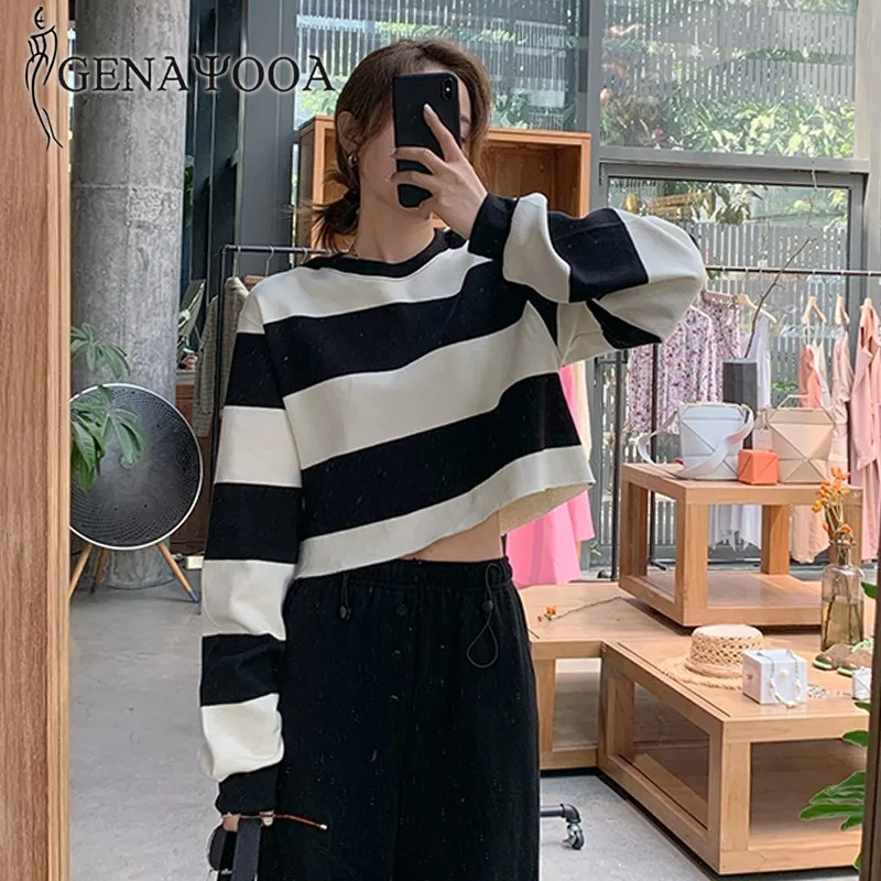 Комплект из двух предметов Genayooa Женский повседневный костюм в полоску корейский