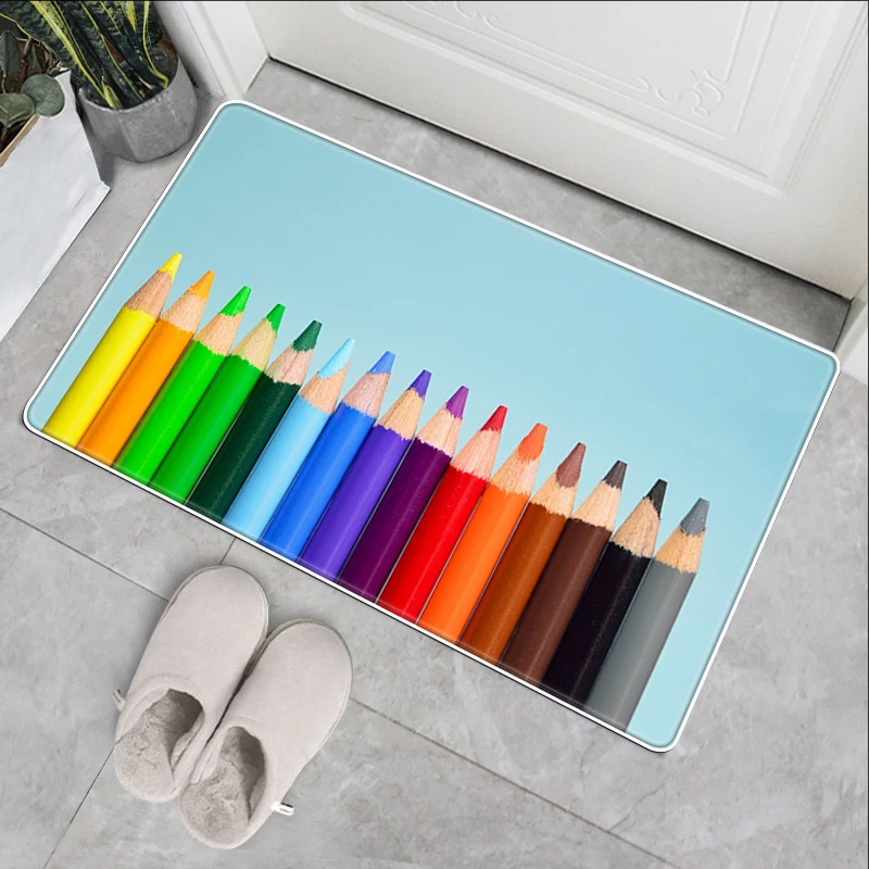 

3D Print Color Pencil Kitchen Bath Mat Carpet Home Entrance Doormat Bedroom Living Room Floor Mats Modern Indoor Piso Tapis Rug