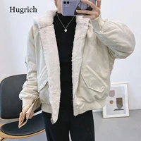 womens sheep wool patchwork coat thick warm casual jacket elegant outerwear winter top 2021