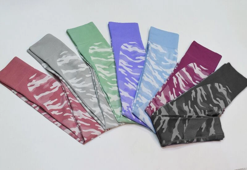 Камуфляжные бесшовные леггинсы с высокой талией штаны для йоги тренировок в