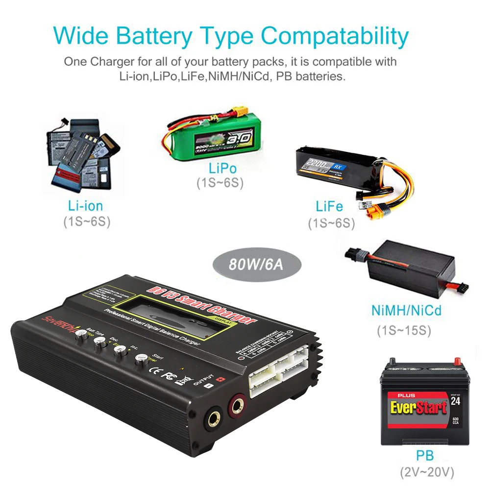erilles imax b6 v3 80w 6a battery charger lipo nimh li ion ni cd rc charger lipro balance charger discharger 15v 6a adapter free global shipping