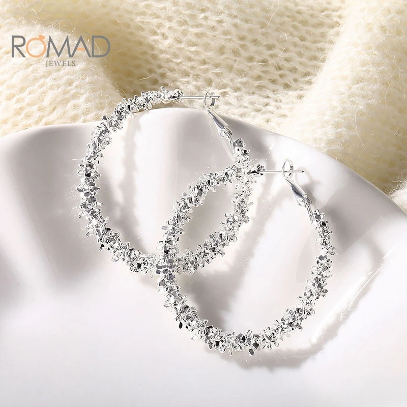 

ROMAD 2020 New Circle Round Hoop Earrings For Women Fashion Statement Punk Gold Charm Party Earrings Jewelry Aretes De Mujer#