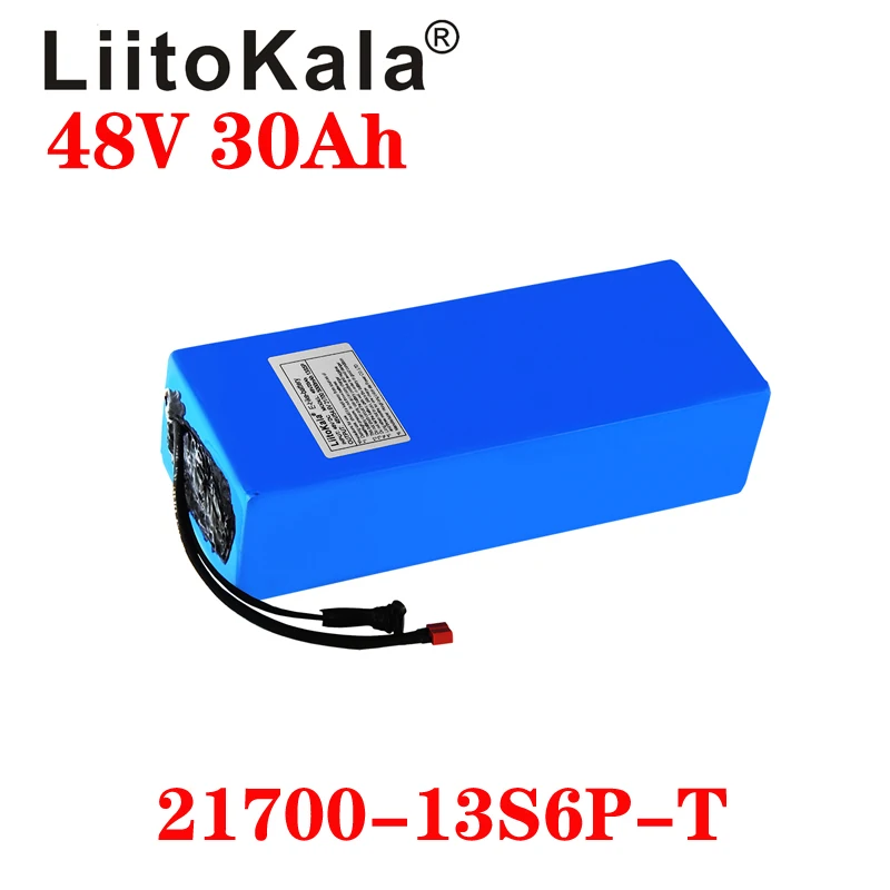 

Литий-ионный аккумулятор LiitoKala, 48 В, 30 Ач, 21700, 5000 мАч, 13S6P, батарея для скутера, 48 В, 30 Ач, аккумулятор для электрического велосипеда