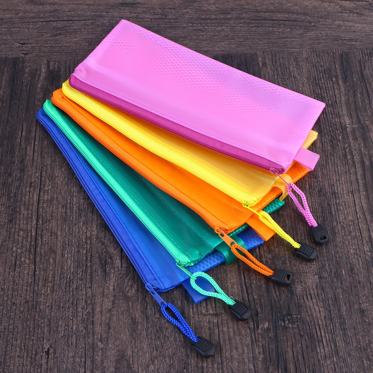 

16pcs A6 Portable Office Stationery Bag Mesh Zipper File Bag Frosted PVC Waterproof Pencil Bag Office School Supplies(Random