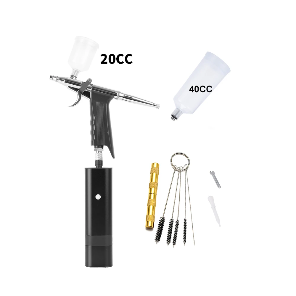 Cordless Airbrush Kit with Gravity Trigger Type Spray Gun for Art Model Body Paint Artist Makeup Nail Tattoos Cake Tools