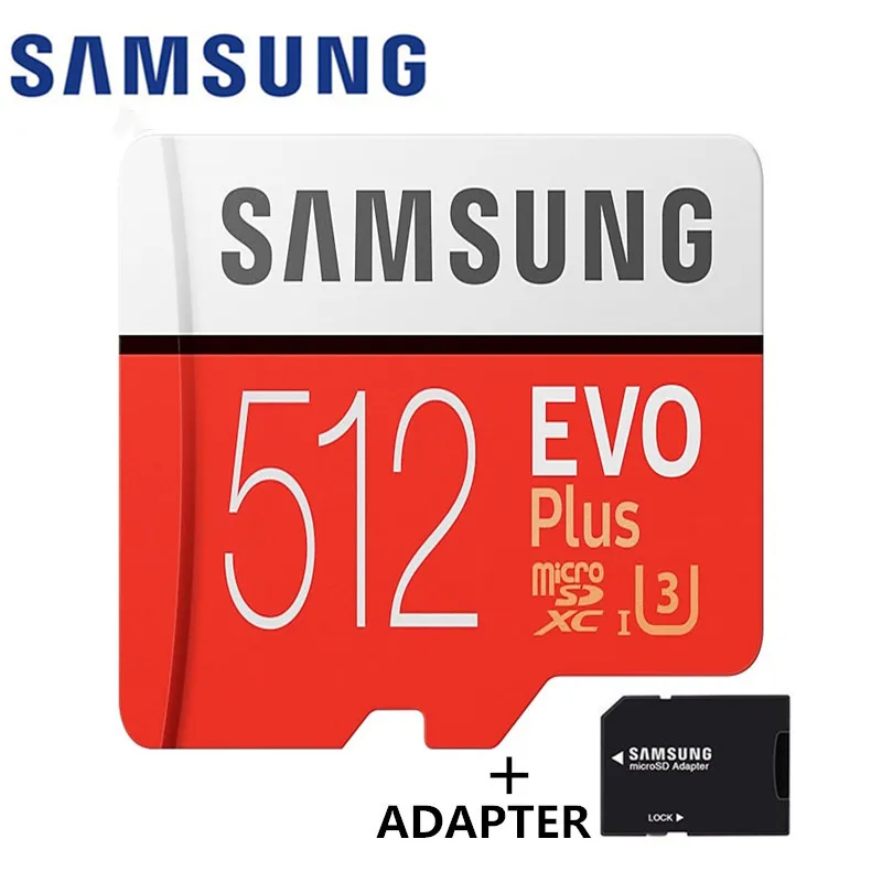 Карта памяти SAMSUNG Micro SD карта 32 Гб SDHC 64 128 ГБ 256 512 EVO + SDXC C10 4K TF с адаптером для
