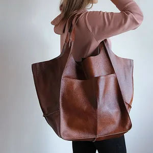 Casual Soft Large Capacity Tote Women Handbags Designer Aged Metal Look Luxury Pu Leather Shoulder Bag Retro Big Shopper Purses Casual Soft Large Capacity Tote Women Handbags Designer Aged Metal Look Luxury Pu Leather Shoulder Bag Retro Big Shopper Purses