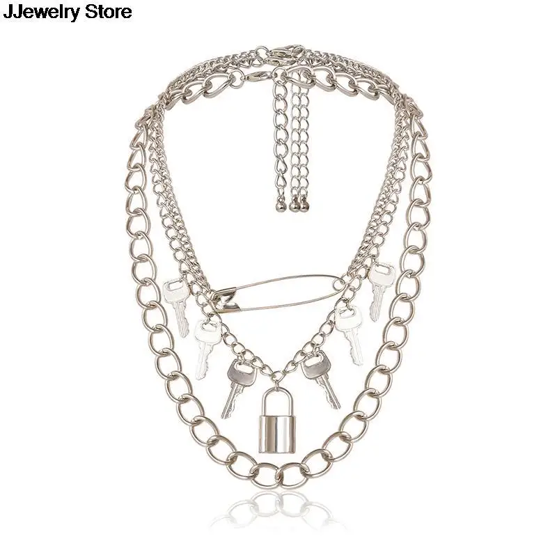 Темный готический большой замок кулон ожерелье Панк Хип-хоп три стиля колье