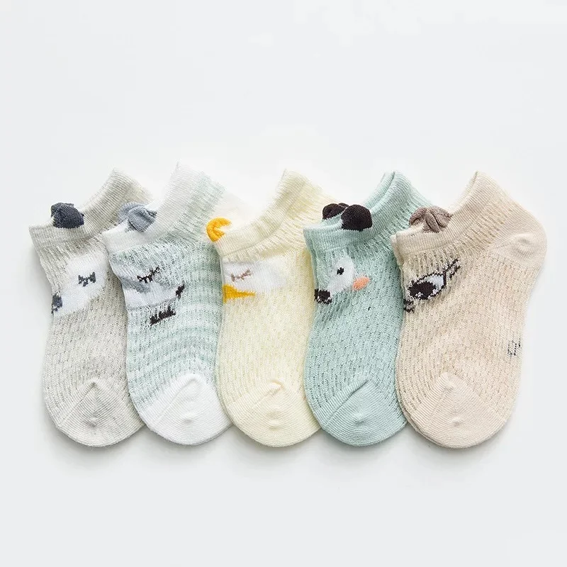 

5 Pairs/Lot New Kids Soft Cotton Socks Boy Girl Student Casual Mesh Socks for Children Spring Summer Baby Newborn Gifts CN 0-8Y