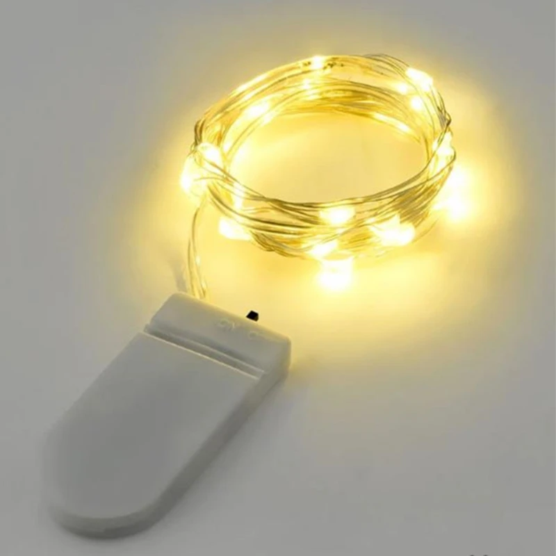 2 м 20 светодиодный s Кнопка батарея серебро/медный провод сказочная гирлянда