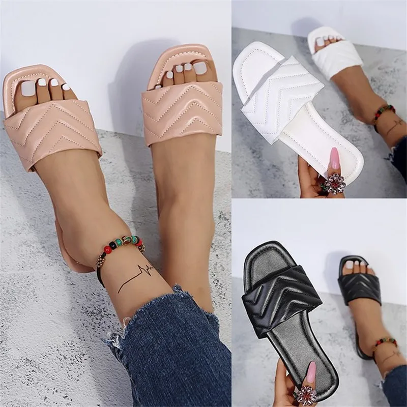 

Retro Design Summer Style Women Flat Open Toe Slippers Fashion Classic Lady Outdoor Beach Sandals Flip Flops Chaussons Femme