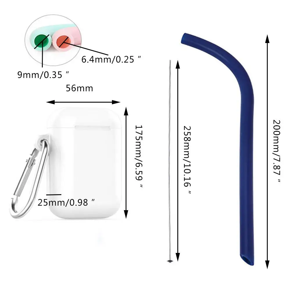 

20cm Collapsible Silicone Straw Reusable Folding Drinking Straw With Carrying Case And Cleaning Brush For Travel Home Office