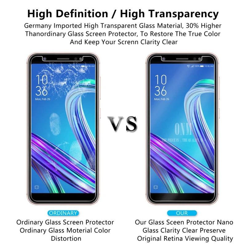 2 шт закаленное стекло для ASUS ZENFONE MAX M1 ZB556KL экран защитная пленка |