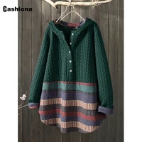 sexy fashion women knitted sweaters girls streetwear 2021 autumn casual pullovers hooded top female patchwork stripes sweater