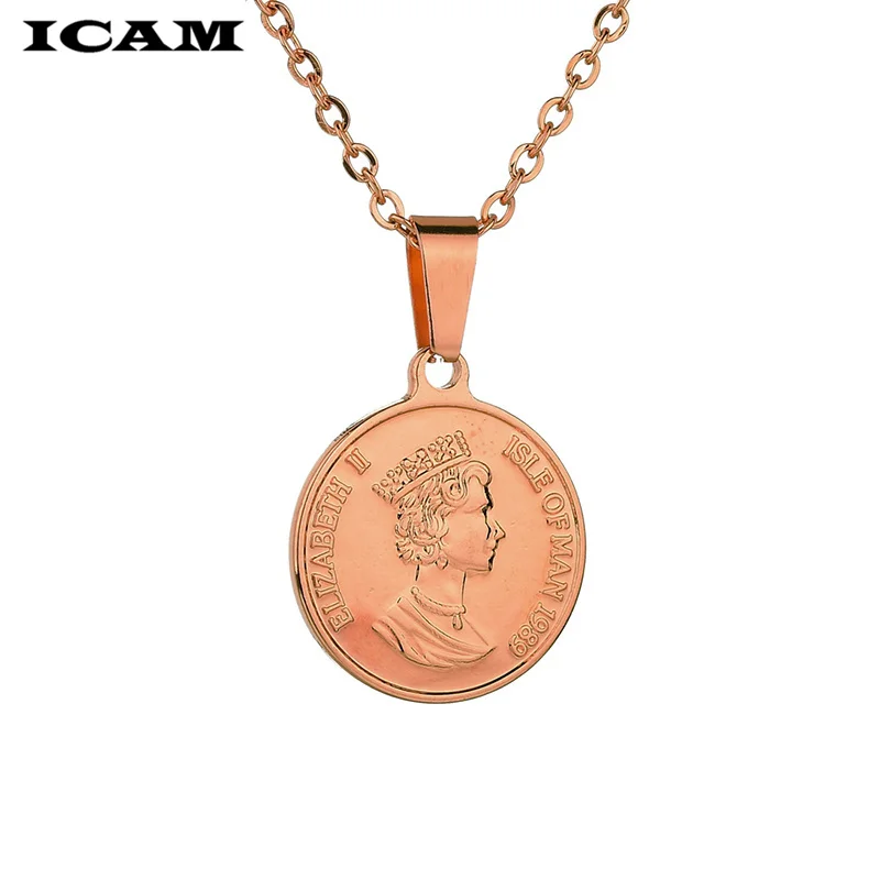 Женское Ожерелье-чокер ICAM из нержавеющей стали с монетами фунт Елизавета II