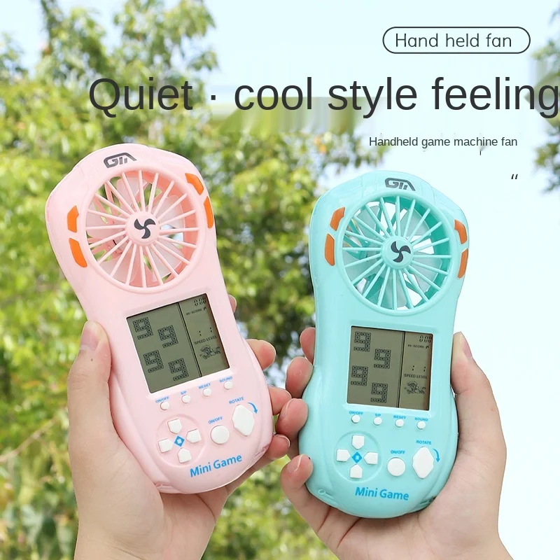 

Портативная игровая консоль для Тетрис, маленький веер, портативный мини-веер с лямкой на шее для студентов и детей