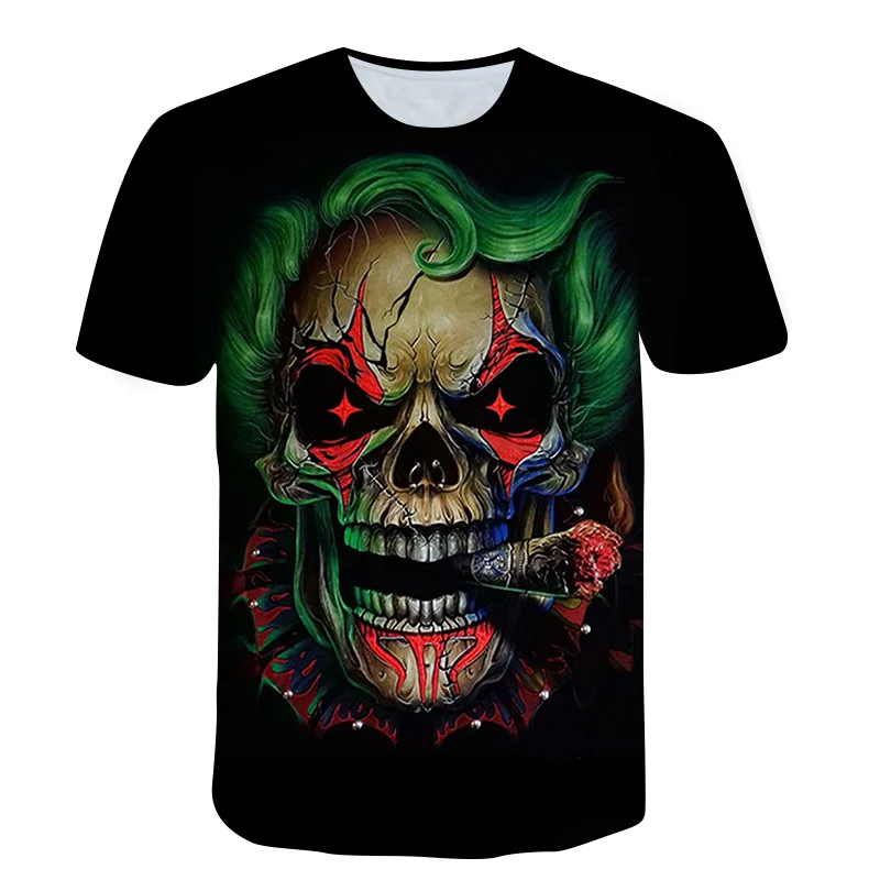 

3D Skull Men's T-shirt USA Russia Spain France Street Fashion Men's Youth Oversized Summer Clothes XXS-6XL