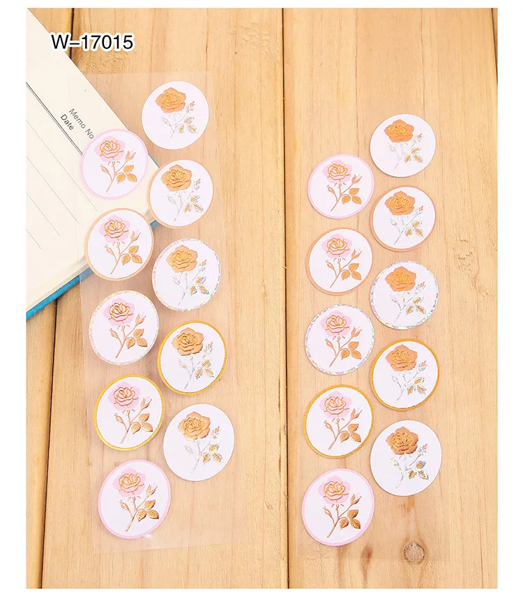 2 set Decorative Vintage Journal Diary Gold Paper Flower Plant Stickers Scrapbooking Flakes Stationery