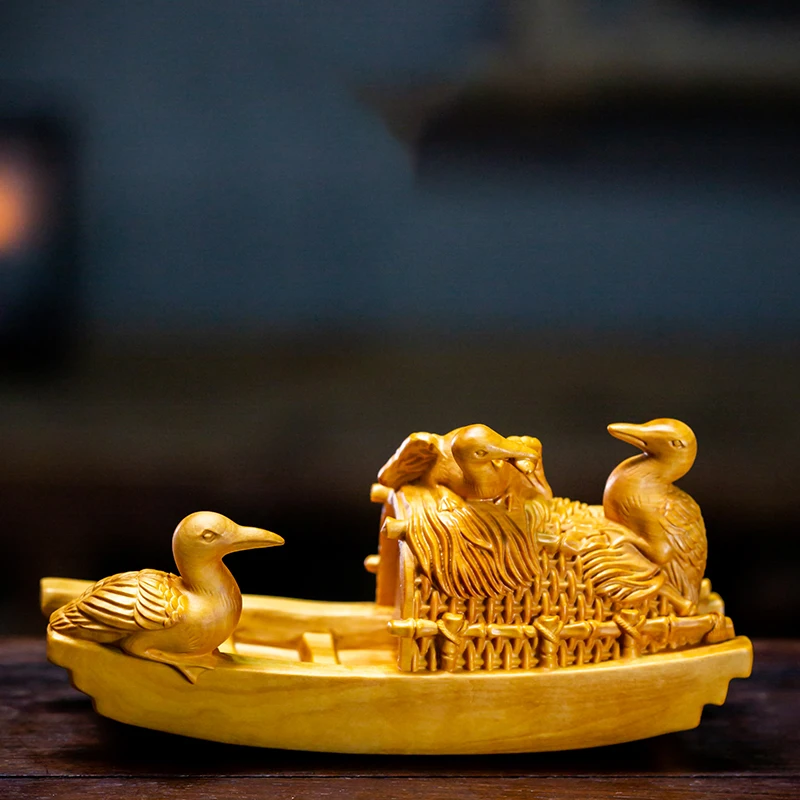 

Рыболовная лодка Boxwood 15 см, скульптура, деревянная статуя животного Cormorant, счастливый Osprey, домашний декор