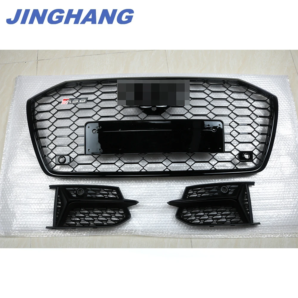 

Front Honeycomb Mesh Grill + Fog Lamp Grilles FOR AUDI S6 A6 S-LINE 2019-2020