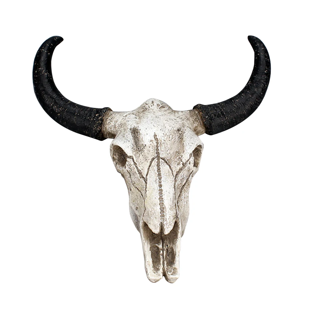 

Creative Skull Cow Pendant Horn Shape Design Sculpture Ornaments Home Living Room Wall Background Crafts Decor
