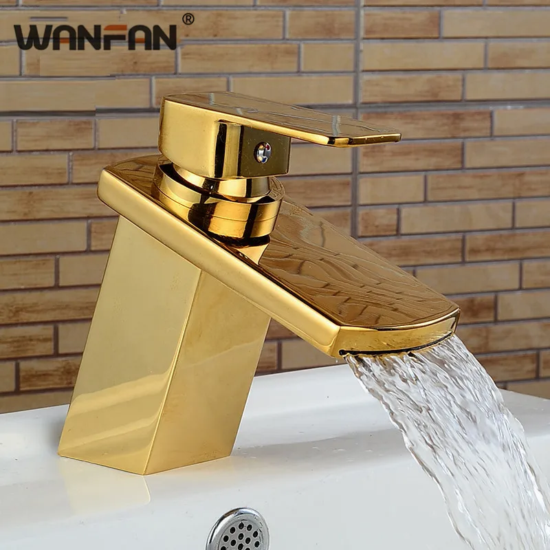 Смеситель для ванной комнаты Водопад установленный на бортике кран раковины с