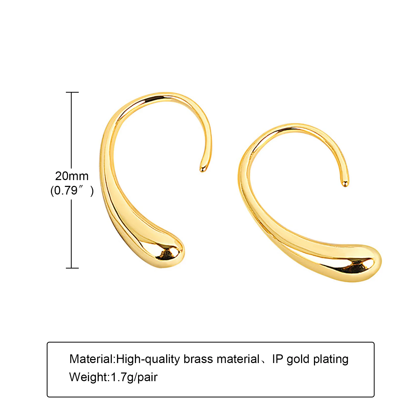 

Vnox Minimalist Waterdrop Stud Earrings for Women, Gold Tone Metal Teardrop Ear Clip,Lady Party Anniversary Gift Jewelry