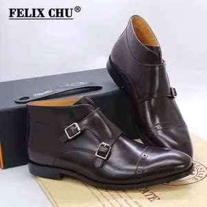 Модные мужские ботильоны с пряжкой на ремешке; Мужская официальная обувь; Кожаные ботинки в западном стиле; Мотоботы; Повседневная обувь для мужчин