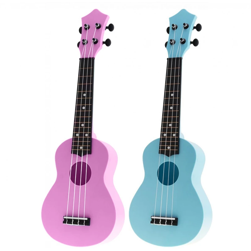 

Акустическое укулеле Uke, 2 шт., 21 дюйм, 4 струны, гавайская гитара, гитарный инструмент для детей и начинающих музыку, розовый и синий