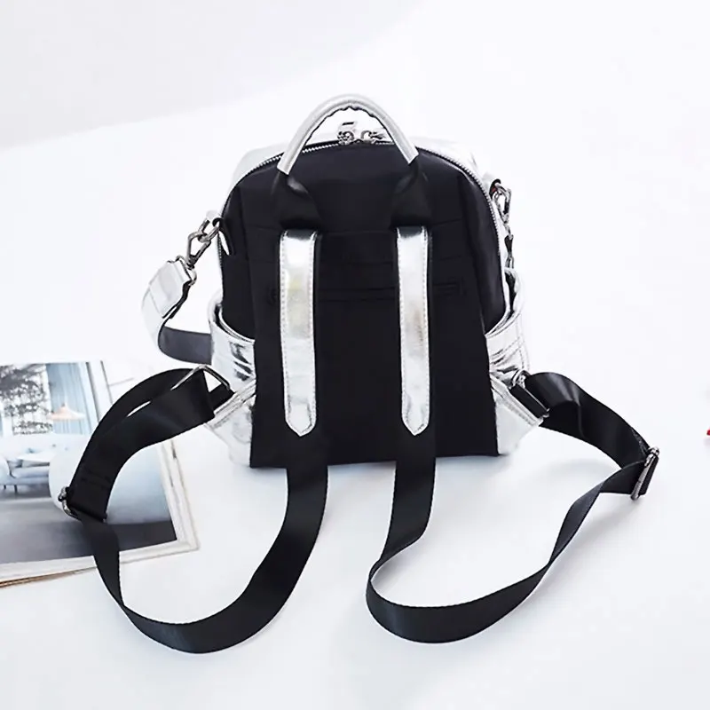 

2021 Glitter Backpack Women Shoulder bag Multifunction Backpacks For Teenage Girls Schoolbag Female Rucksack Travel Bag Silver