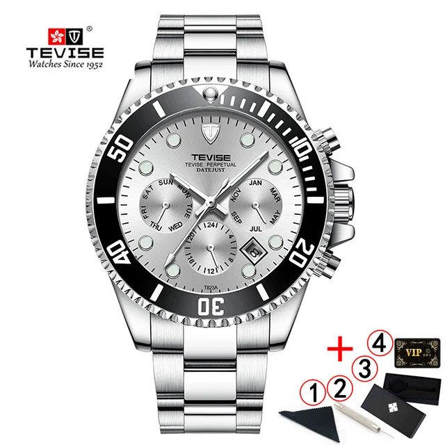 silver silver box TEVISE Diver часы автоматические механические часы спортивные Топ брендовые Роскошные мужские часы мужские наручные часы montre homme - Цвет: silver silver box