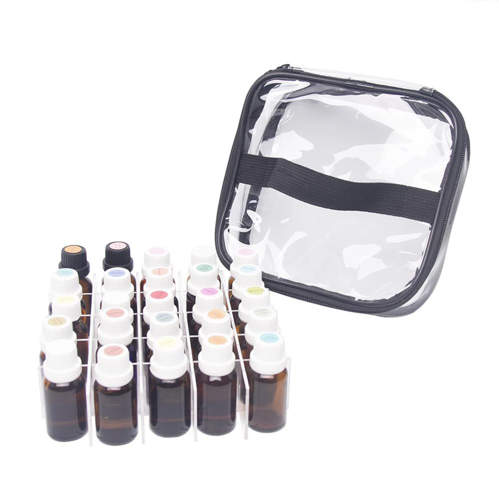 

PVC Essential Oils Storage Holds 25 Bottles 5-15ml Essential Oil Travel Case Safe For Carrying Home Storage Display